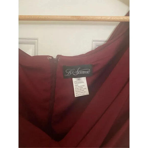 La Femme Deep Red Off-Shoulder Maxi Dress - Picture 8 of 8